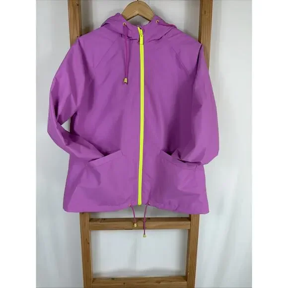 NWT Nikki Jones Invisiprint Raincoat SZ SMALL Pink Yellow Trim Magic Print Rain - Picture 2 of 4